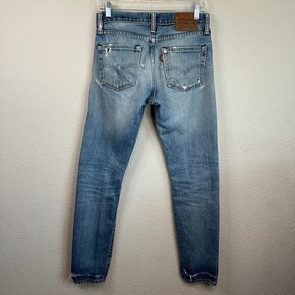 Levi's 511 Selvedge Slim White Cone Denim Jeans Men's 29x34 Mid Rise Distressed - Picture 3 of 9